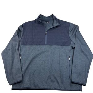 UNTUCKit Mens Large Quarter Zip Pullover Mixed Media Quilted Navy Grey Jacket